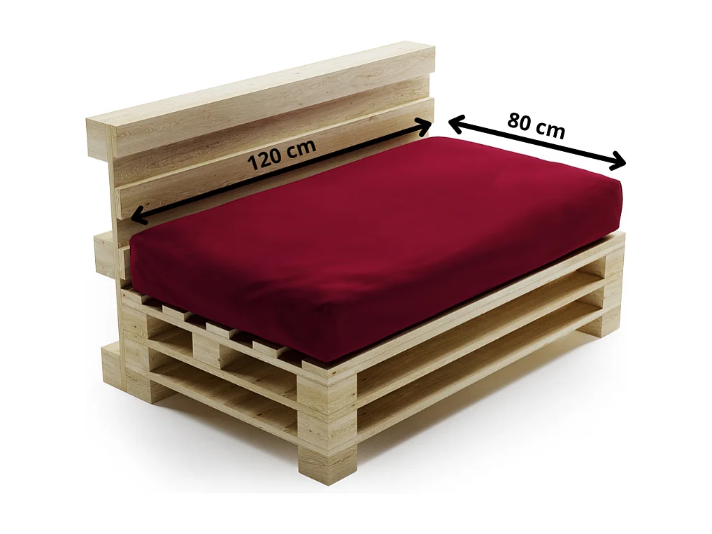 Coussin Palette Déhoussable Imperméable Assise BANANAIR 120 x 80 cm Rouge