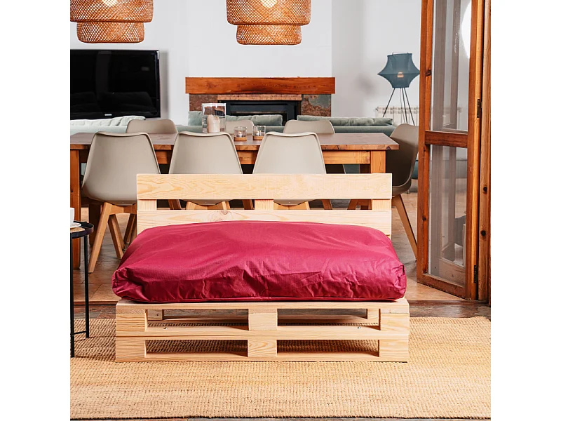 Coussin Palette Déhoussable Imperméable Assise BANANAIR 120 x 80 cm Rouge