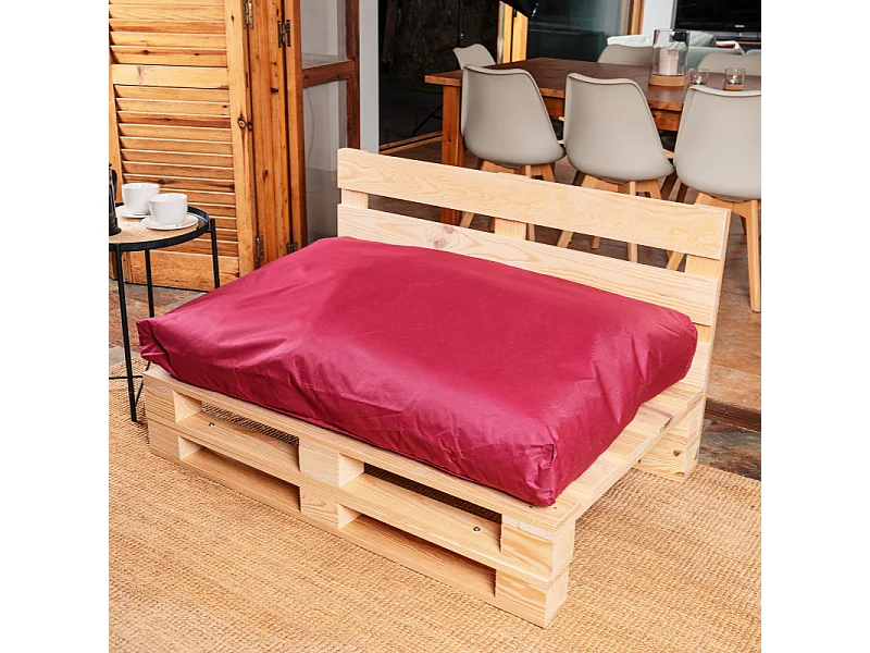 Coussin Palette Déhoussable Imperméable Assise BANANAIR 120 x 80 cm Rouge