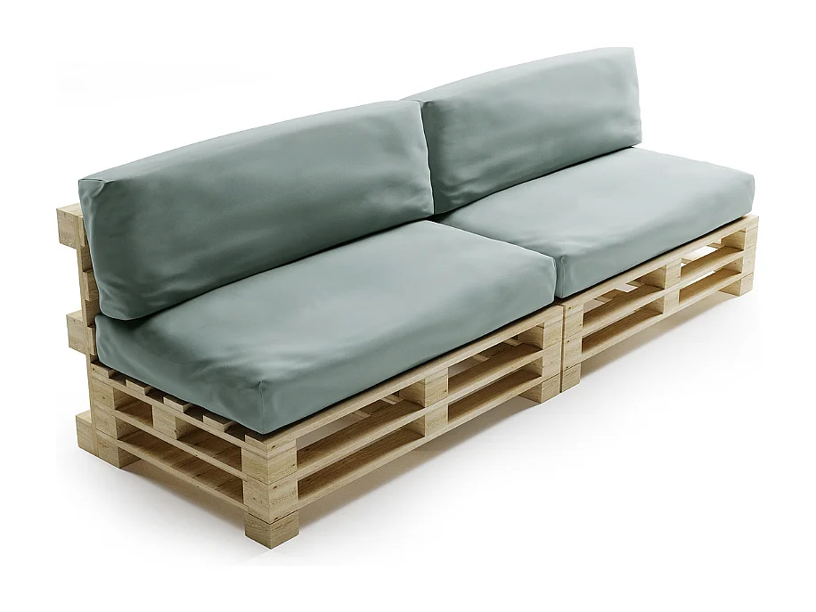 Almofada amovível para paletes conjunto poliéster BANANAIR 120x80cm/120x40cm cinzento claro