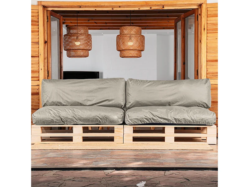 Almofada amovível para paletes conjunto poliéster BANANAIR 120x80cm/120x40cm cinzento claro