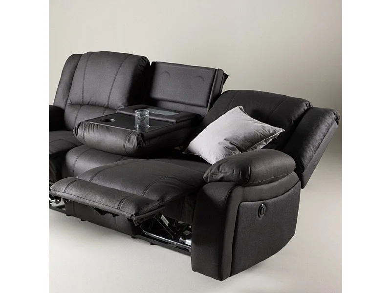 Canapé de Relaxation 3 Places "Singapore" 218cm Noir