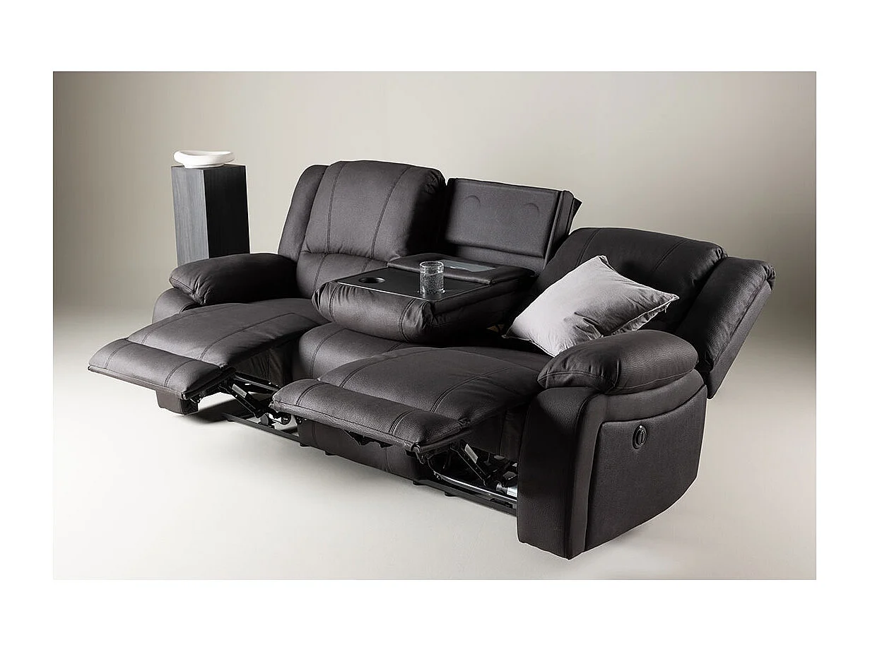 Singapore canapé fauteuil 3 places noir.