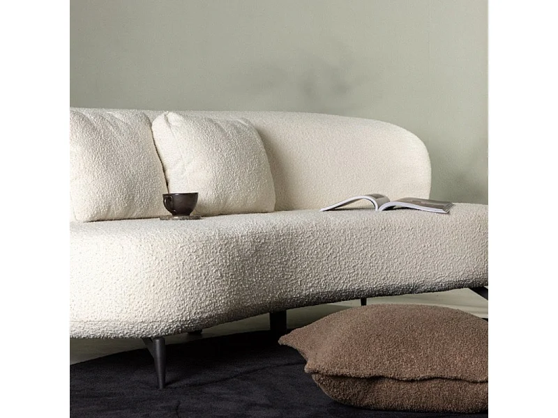 Canapé 3 Places Bouclette "Luna" 224cm Blanc