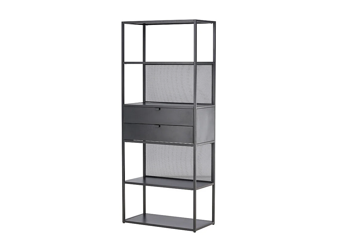 Santiago wandkast 2 laden, 4 planken zwart.