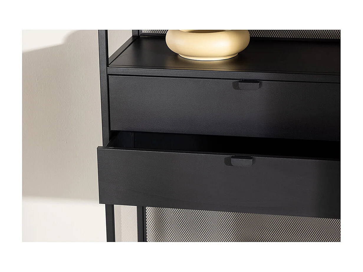 Santiago wandkast 2 laden, 4 planken zwart.