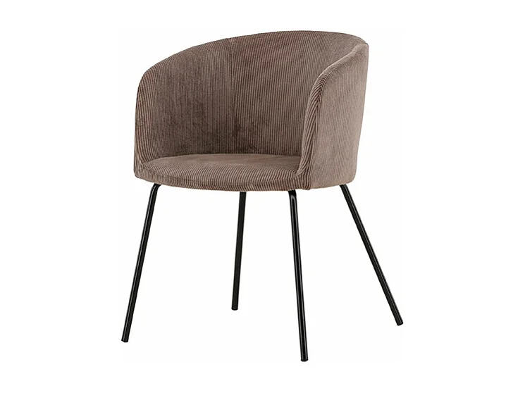 Berit chaise de salle à manger avec accoudoirs velours marron.