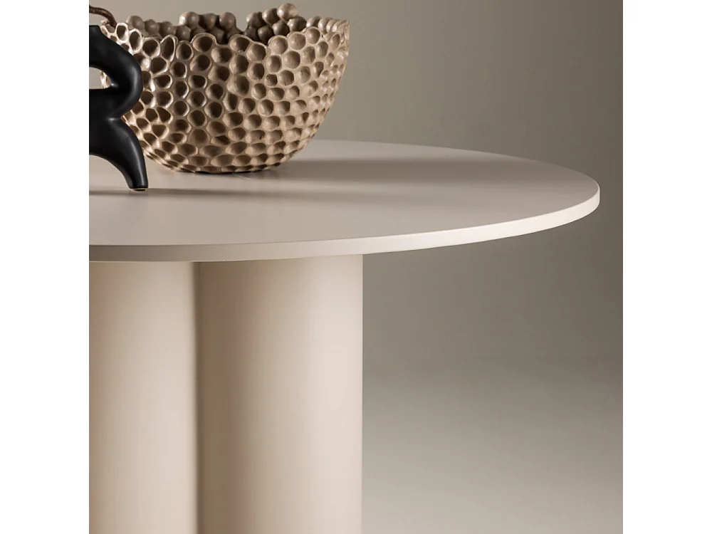 Table à Manger Ronde "Olivia" 110cm Beige