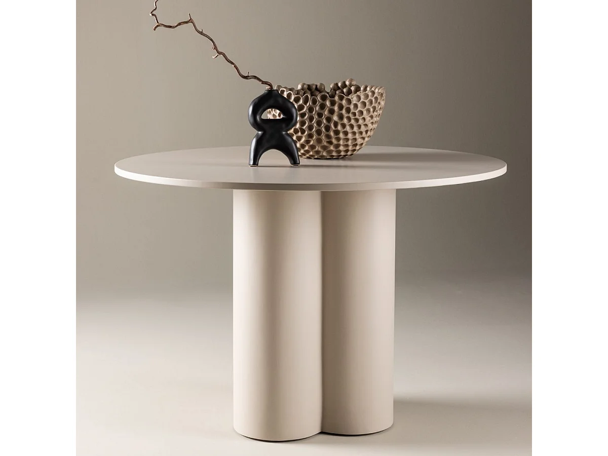 Table à Manger Ronde "Olivia" 110cm Beige
