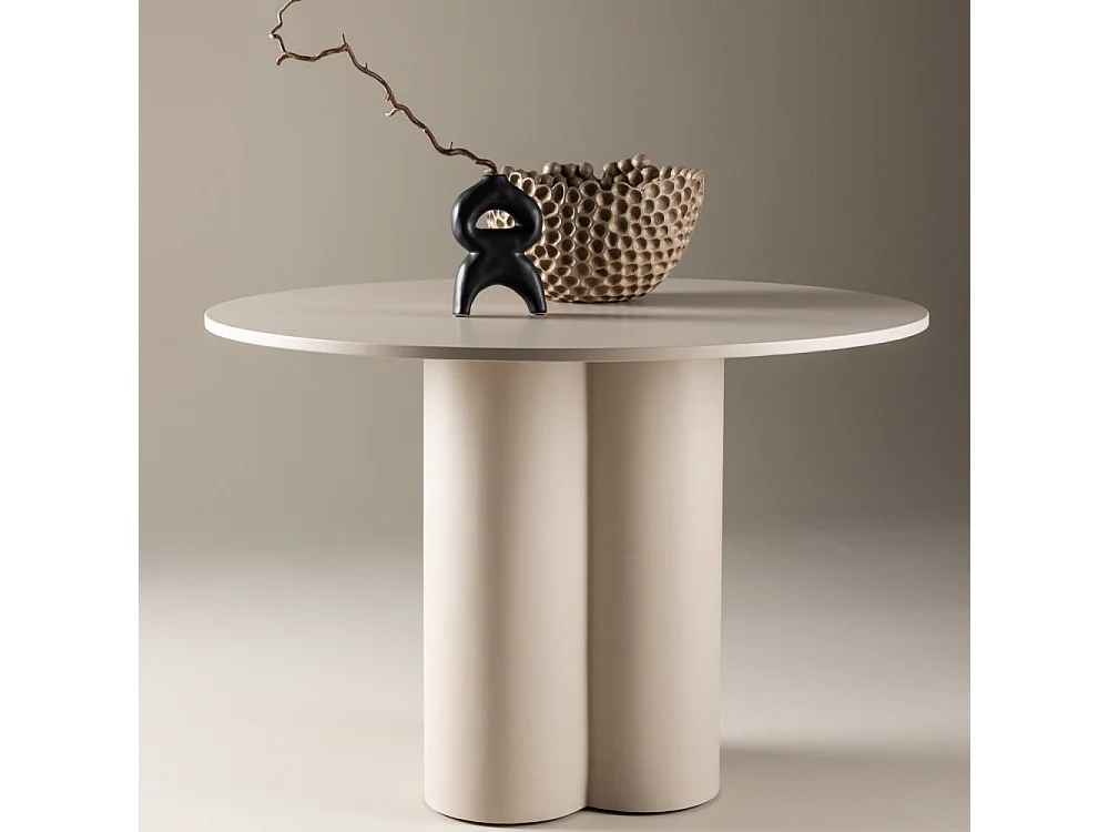 Table à Manger Ronde "Olivia" 110cm Beige