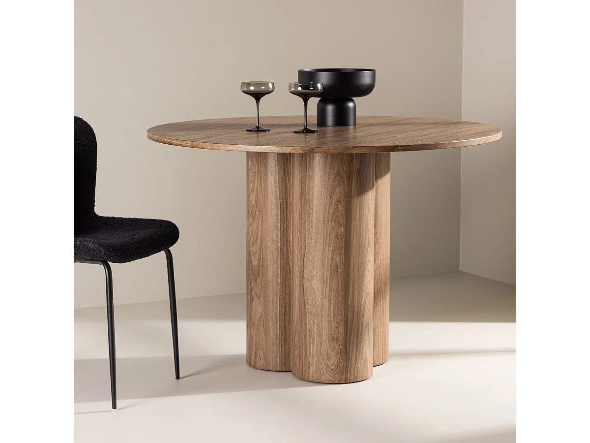 Table à Manger Ronde "Olivia" 110cm Marron