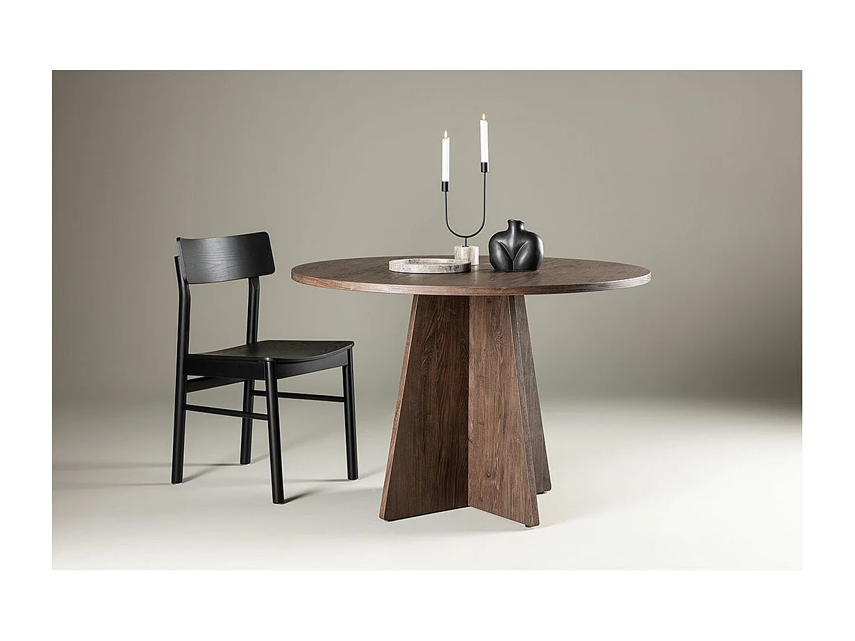 Bootcut eetkamertafel Ø110 cm mocca.