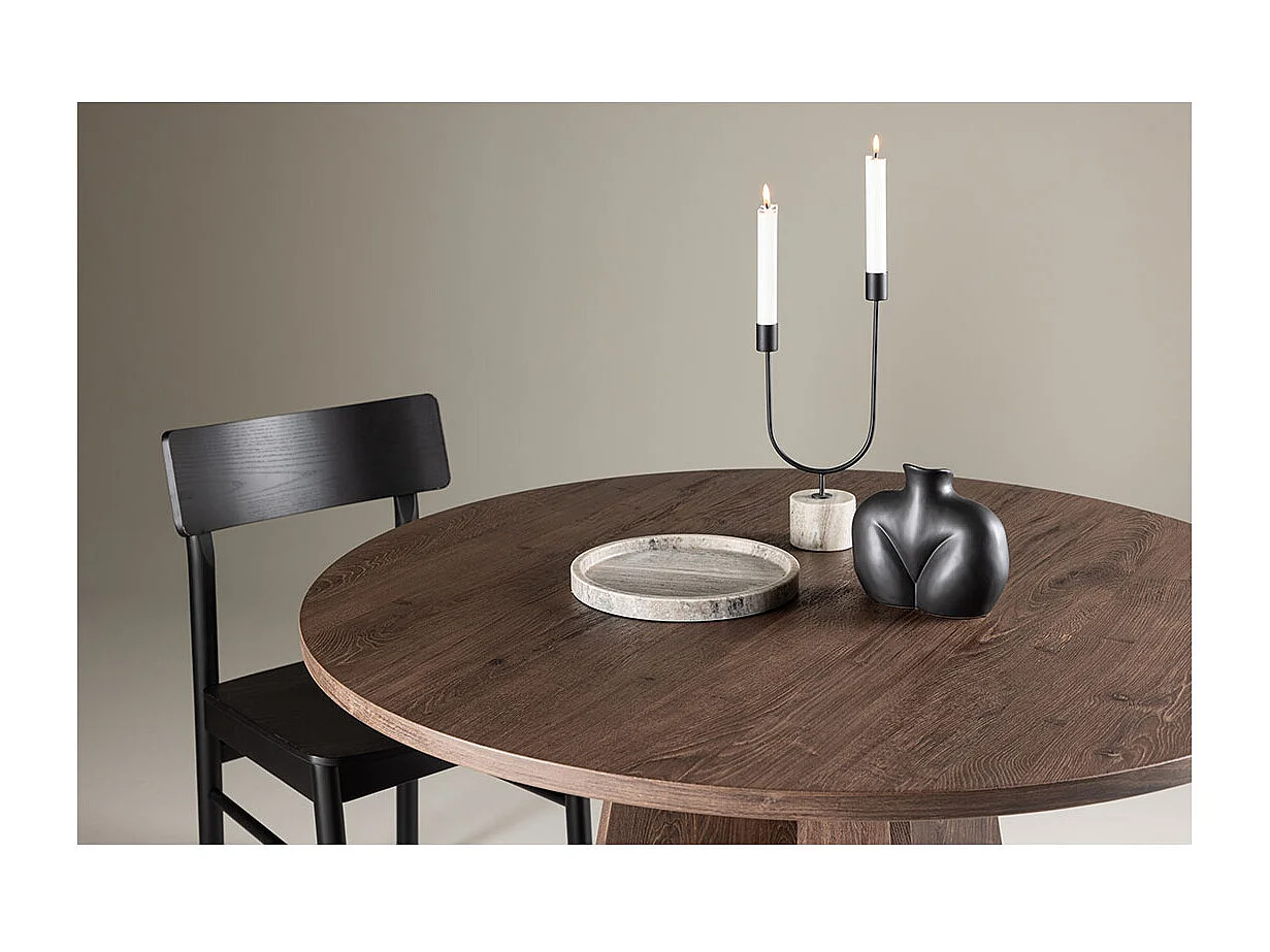 Bootcut eetkamertafel Ø110 cm mocca.