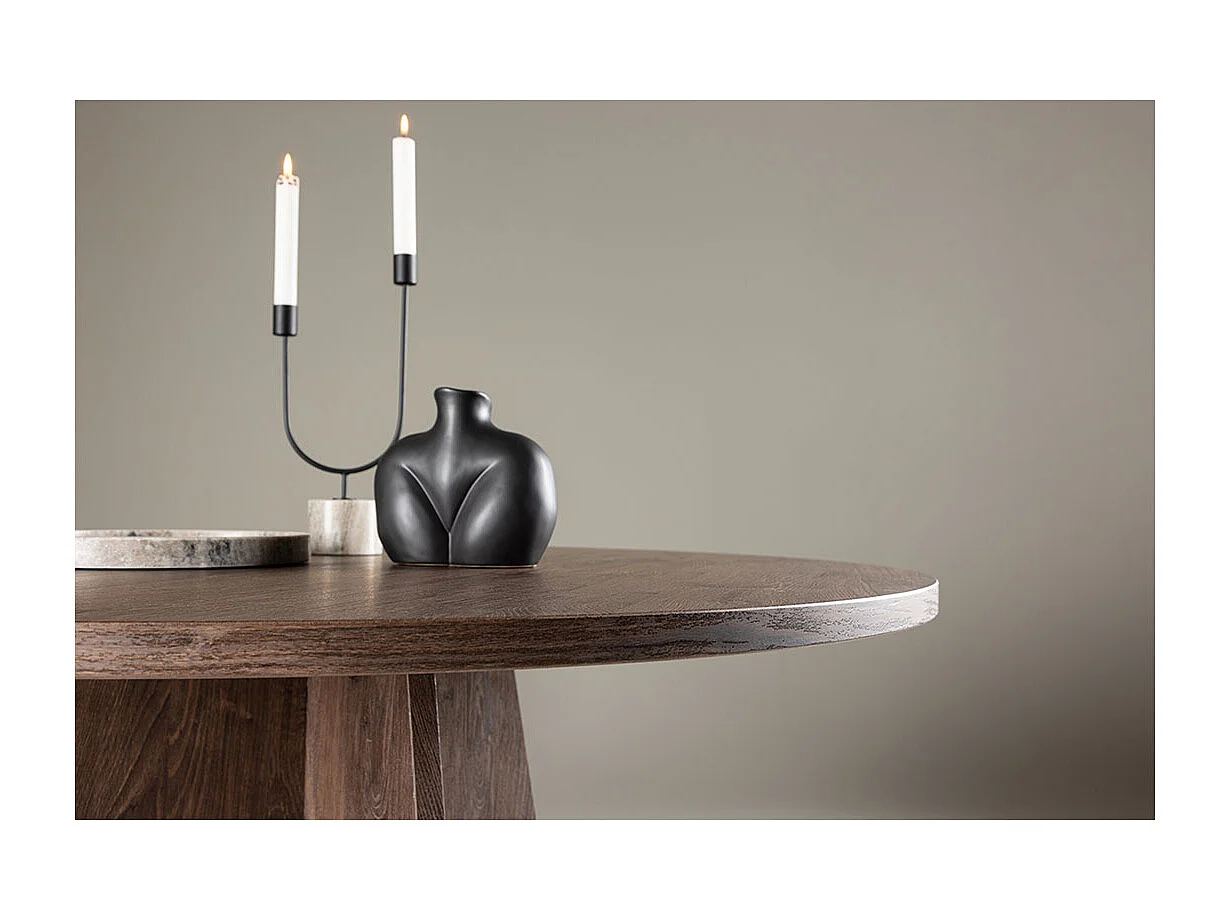 Table à Manger Ronde "Bootcut" 110cm Marron