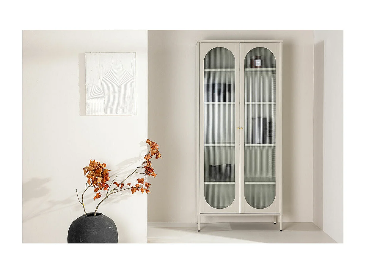 Vitrine Design en Métal "Lima" 180cm Beige