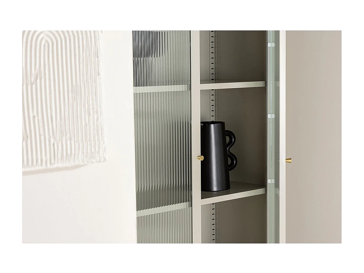 Vitrine Design en Métal "Lima" 180cm Beige