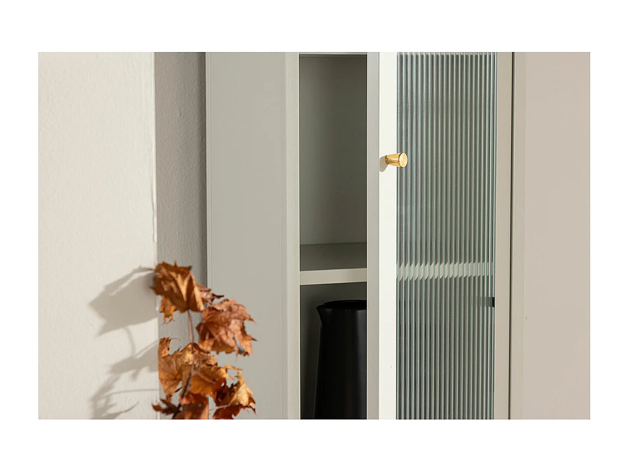 Cali Vitrinenschrank 1 Tür beige.