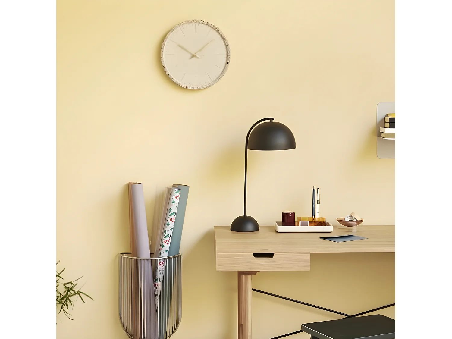 Bureau minimaliste 2 tiroirs en bois clair SCOLO