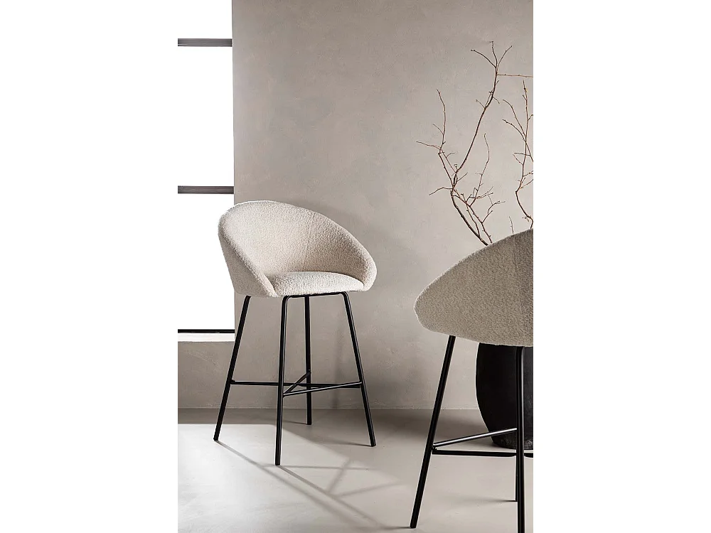 Velvet tabouret de bar blanc, noir