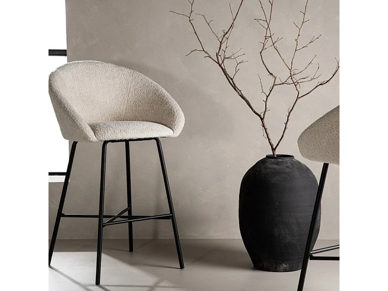Velvet tabouret de bar blanc, noir