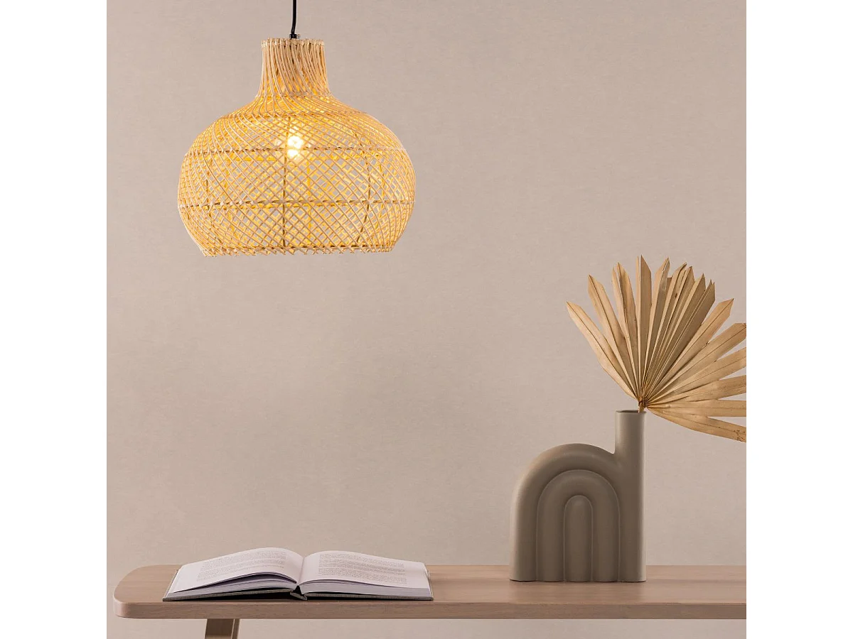 Lampe Suspension Déco en Rotin "Varekil" 35cm Naturel