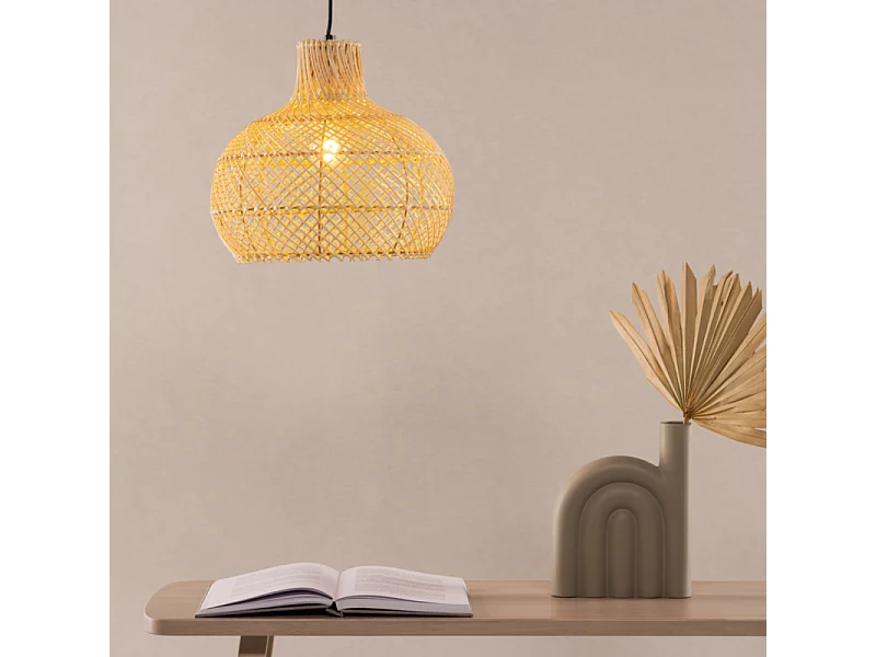 Lampe Suspension Déco en Rotin "Varekil" 35cm Naturel