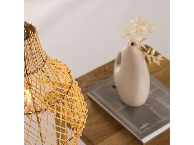 Lampe Suspension Déco en Rotin "Varekil" 25cm Naturel