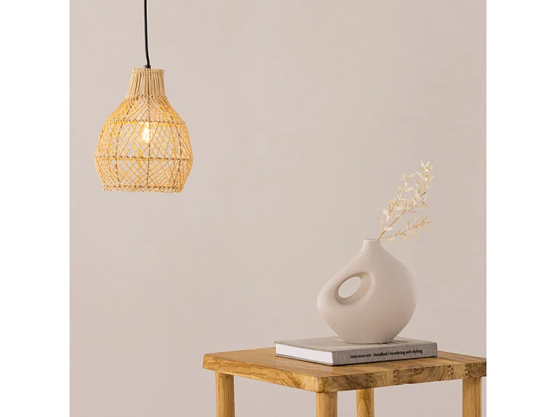 Lampe Suspension Déco en Rotin "Varekil" 25cm Naturel