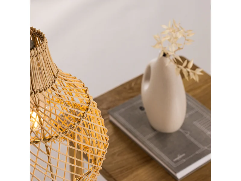 Lampe Suspension Déco en Rotin "Varekil" 25cm Naturel