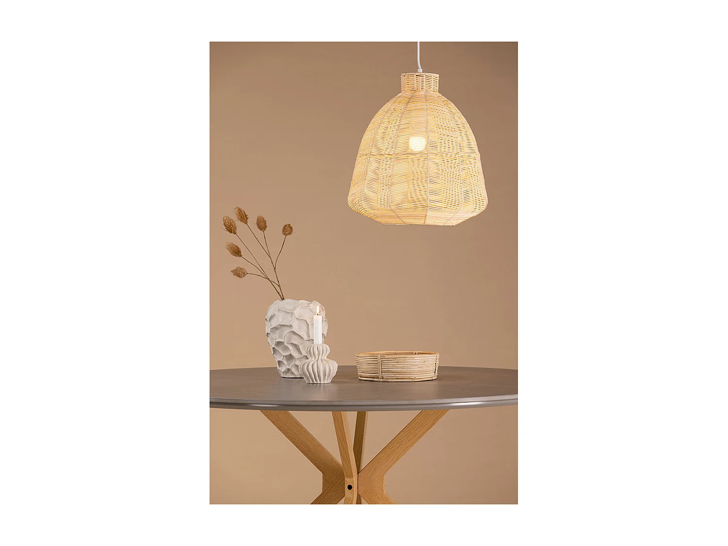 Lampe Suspension en Rotin "Tours" 40cm Naturel