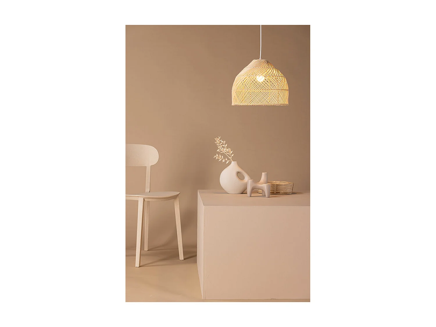 Brivela Beleuchtung Pendelleuchte 35x35x27cm natur.