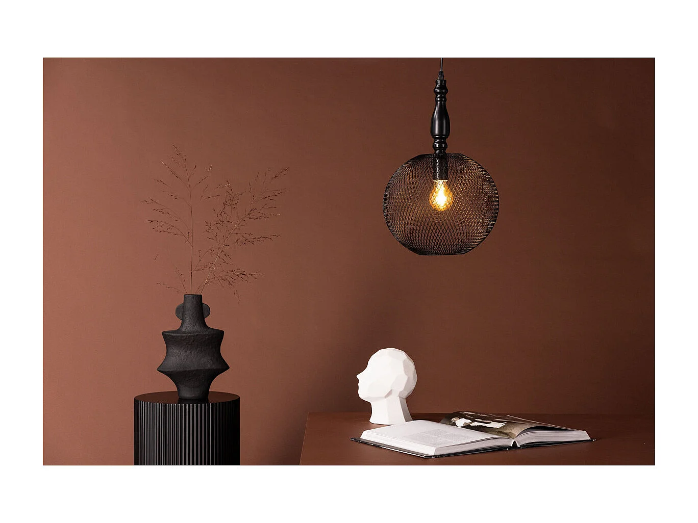 Lampe Suspension Déco "Valence" 48cm Noir