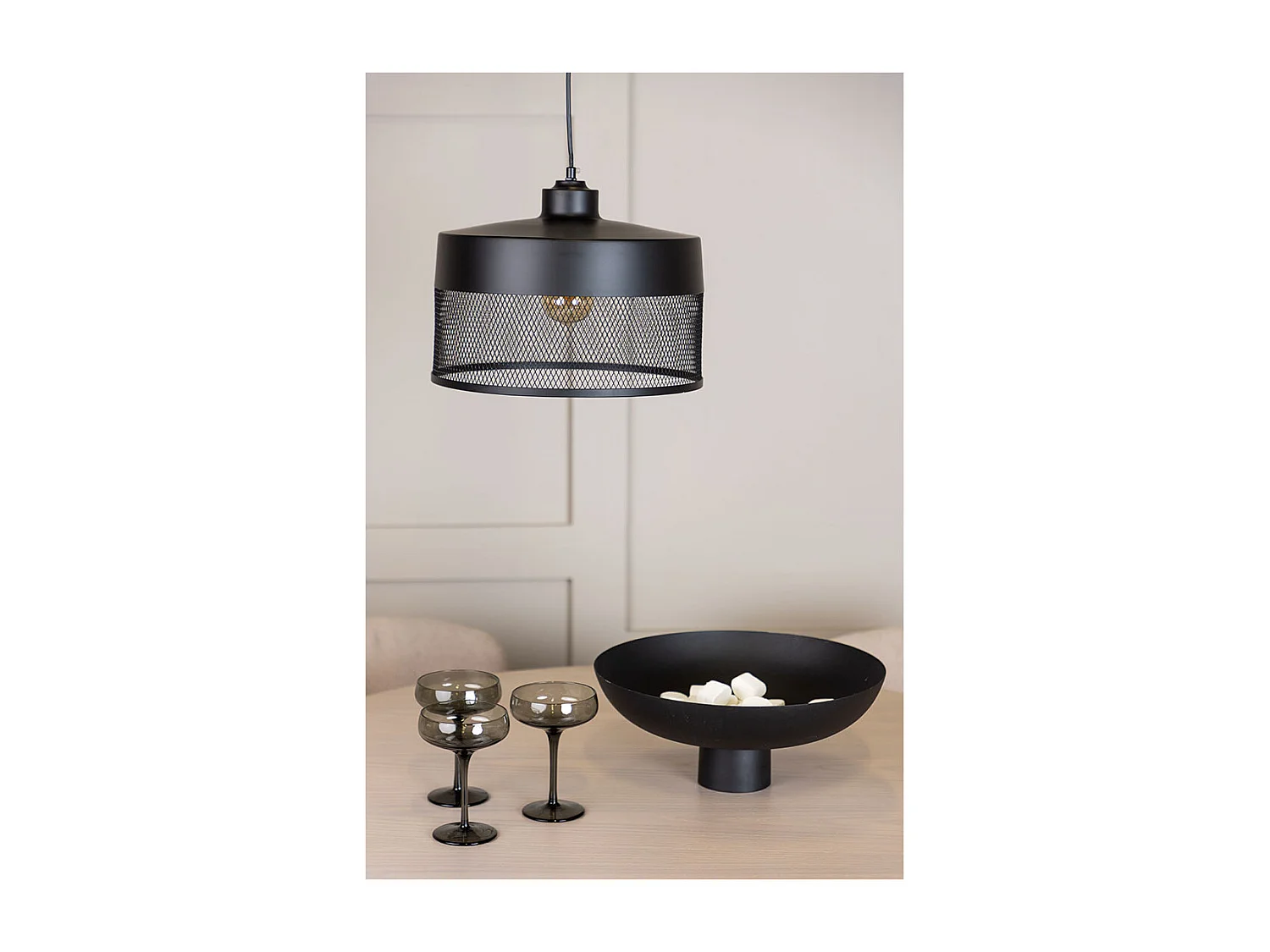 Toulon éclairage lampe pendentif 33x33x24cm noir.