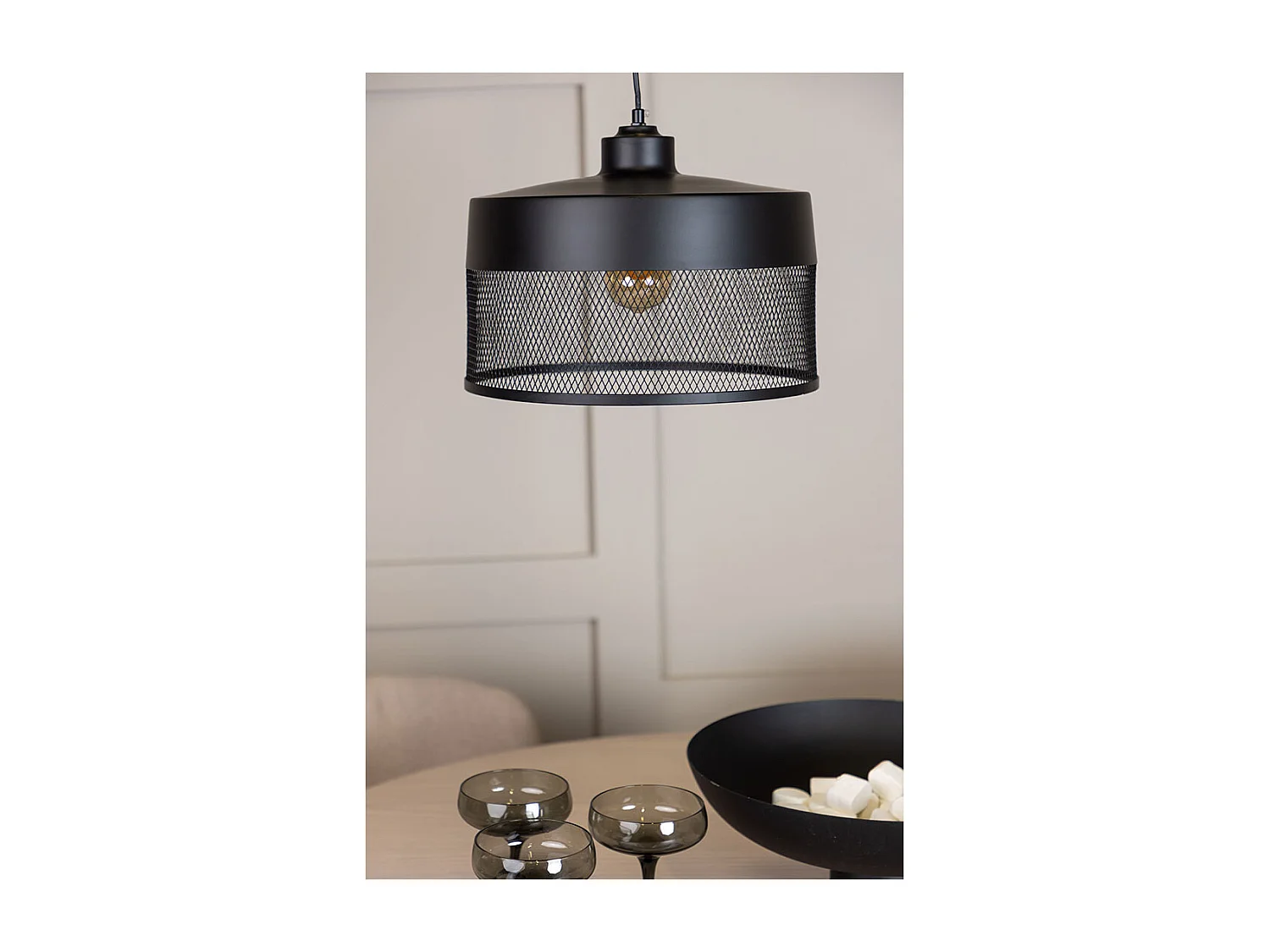 Toulon éclairage lampe pendentif 33x33x24cm noir.