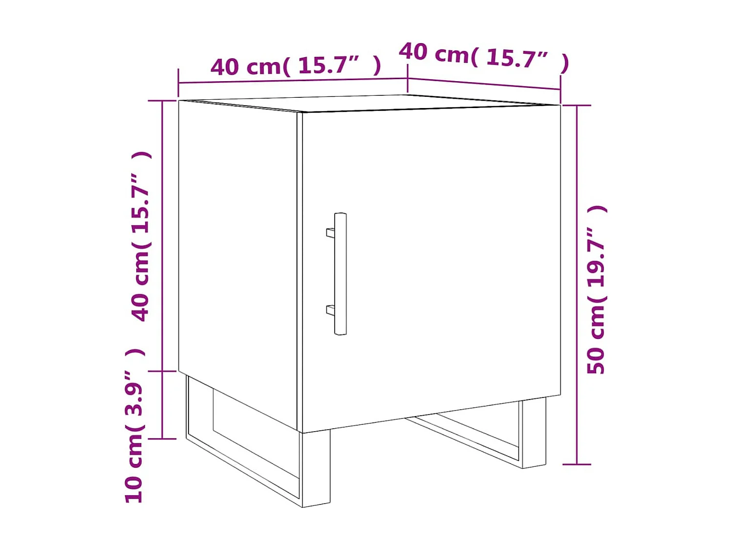 Mesitas noche 2 uds madera ingeniería blanco brillo 40x40x50 cm