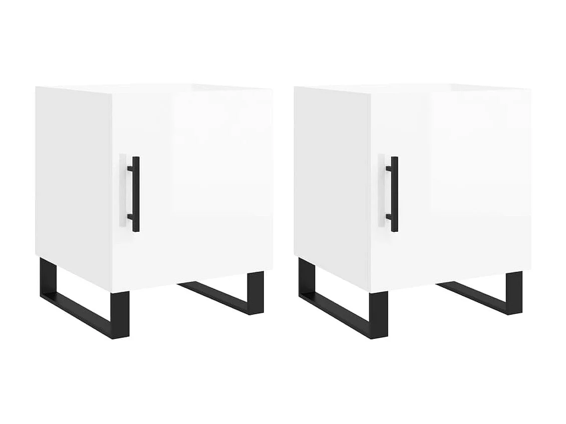 Tables de chevet 2 pcs blanc brillant 40x40x50 cm