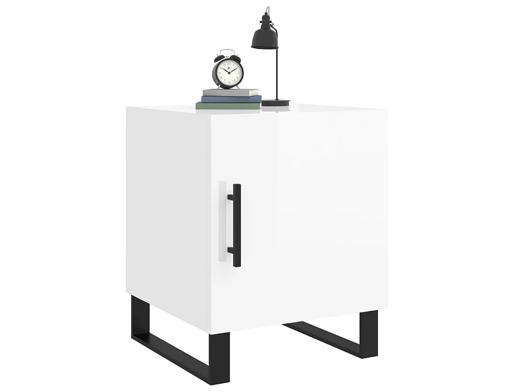 Tables de chevet 2 pcs blanc brillant 40x40x50 cm