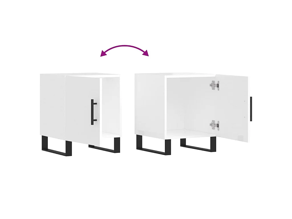 Tables de chevet 2 pcs blanc brillant 40x40x50 cm