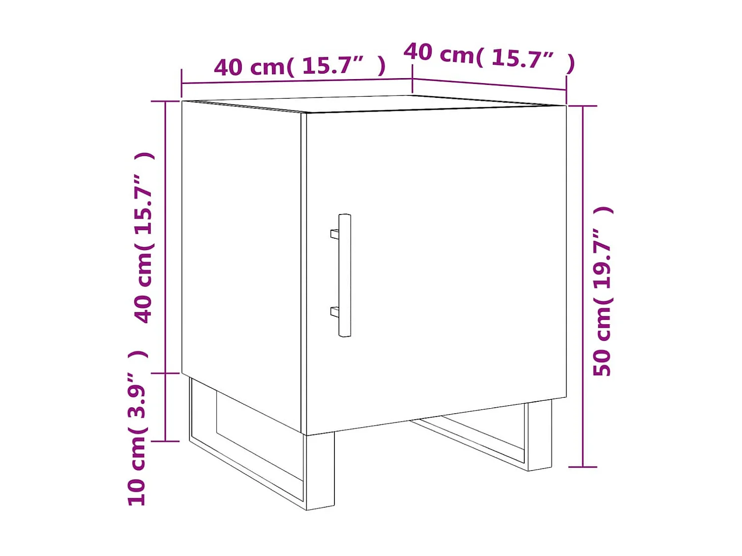Tables de chevet 2 pcs gris béton 40x40x50 cm bois d’ingénierie