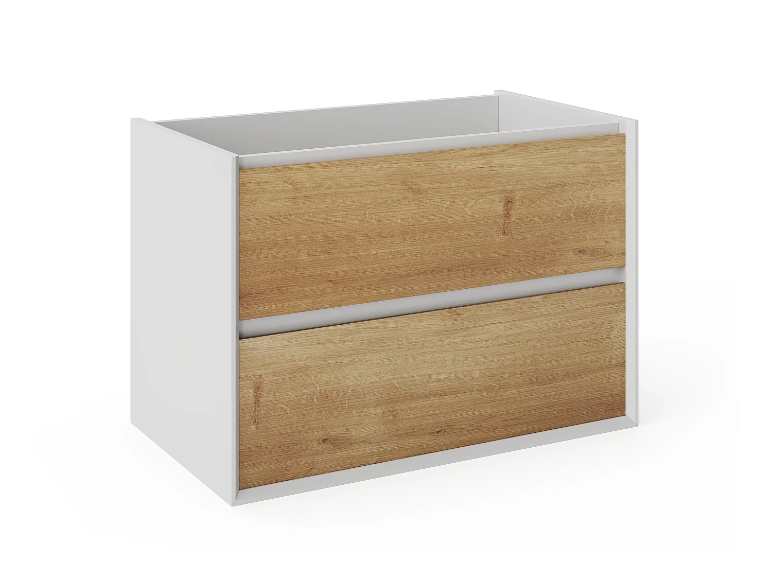Meuble sous vasque suspendu coloris naturel et blanc - 80 cm - LANNICK