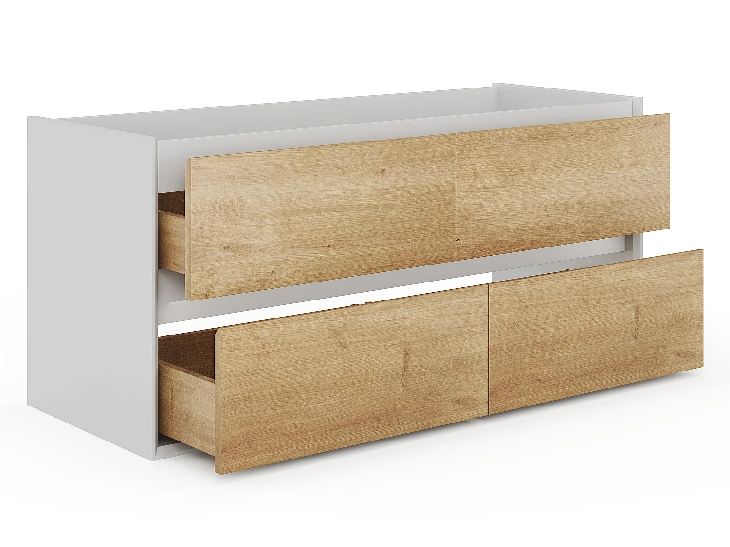 Upphängd tvättställskommod - Ljust naturlig och vit färg - 120 cm - LANNICK