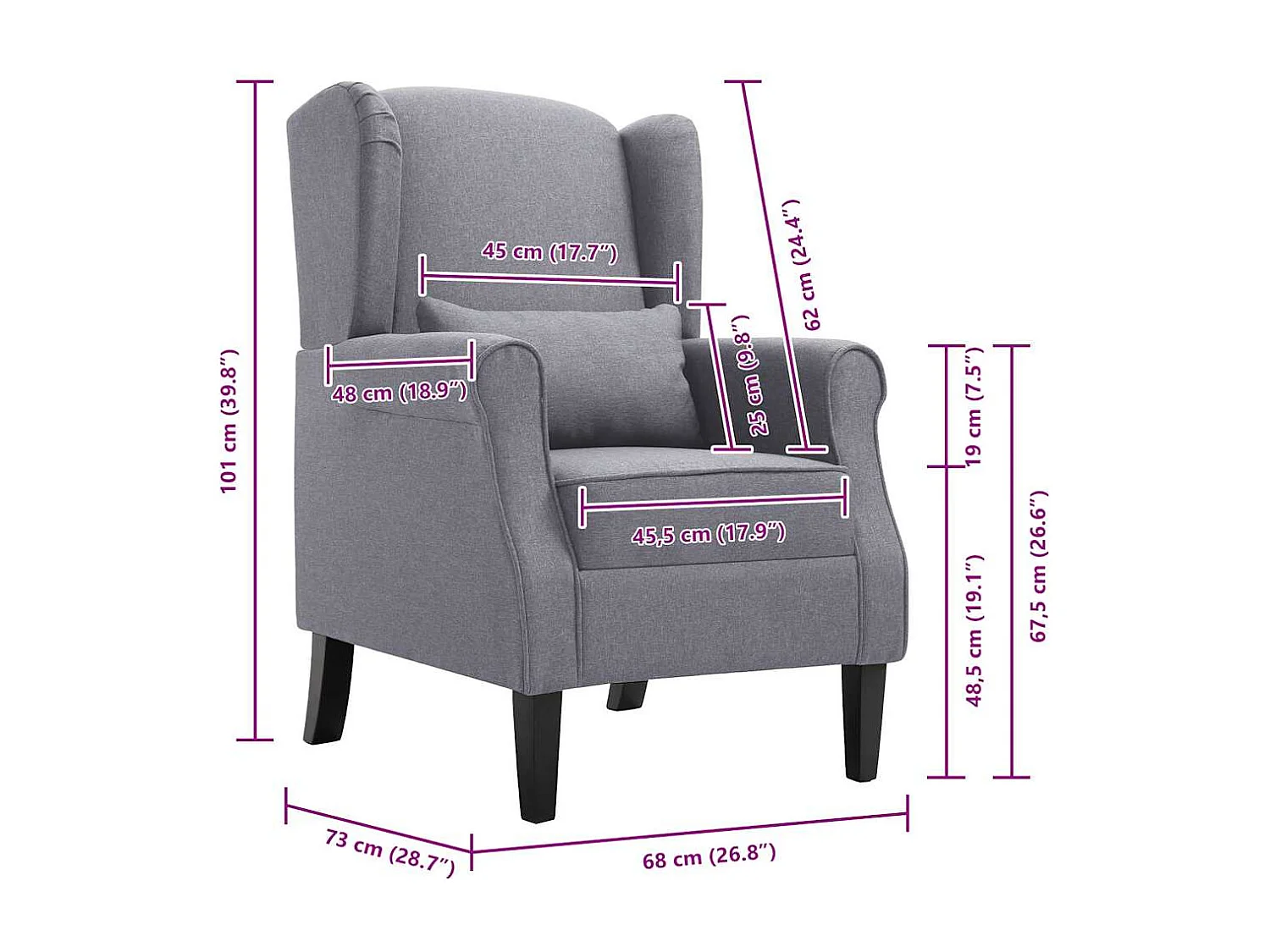 Fauteuil gris foncé tissu