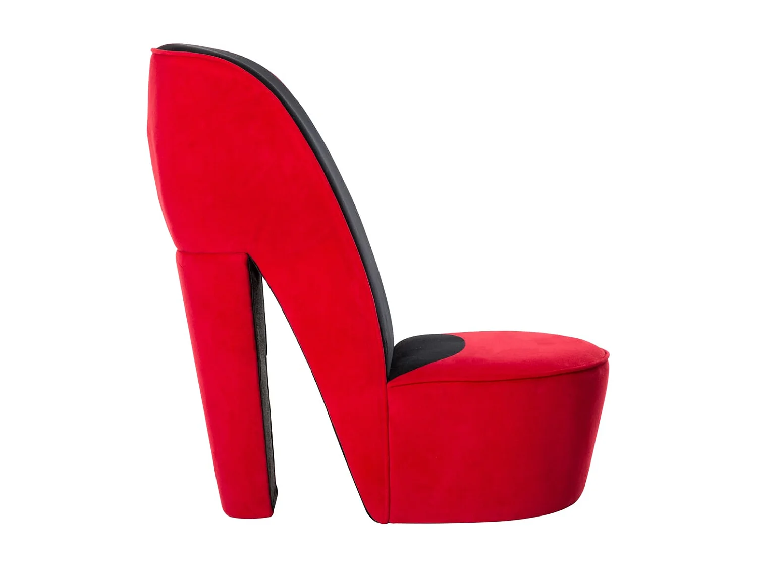 Cadeira estilo sapato de salto alto veludo vermelho