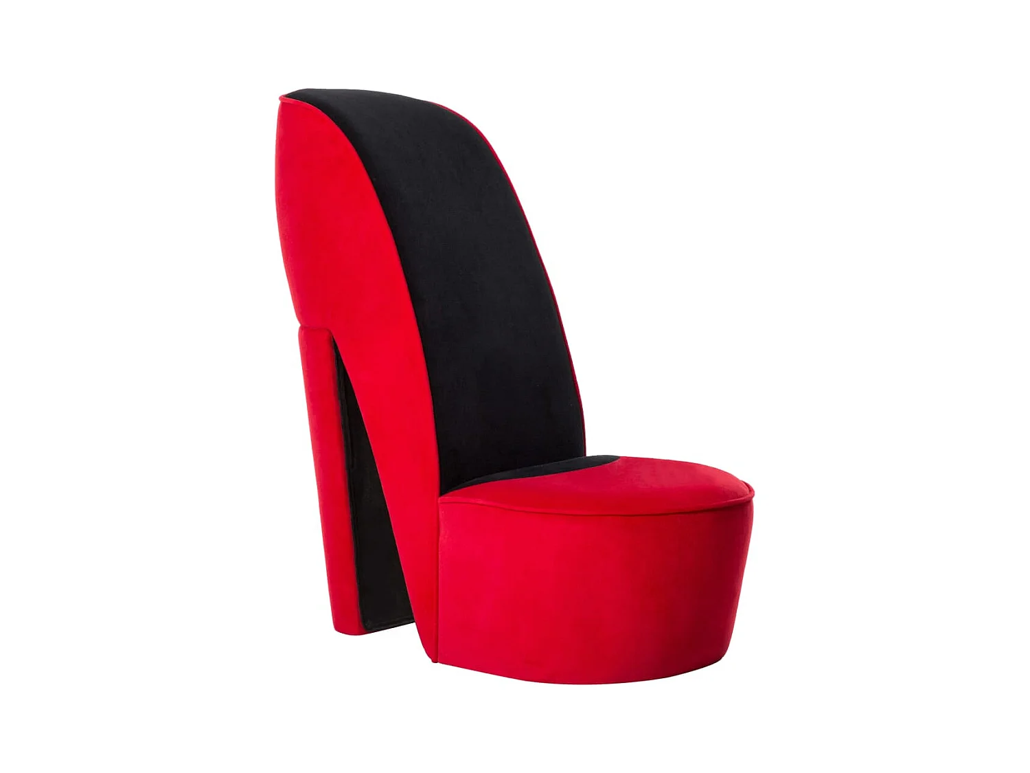 Chaise en forme de talon haut rouge velours