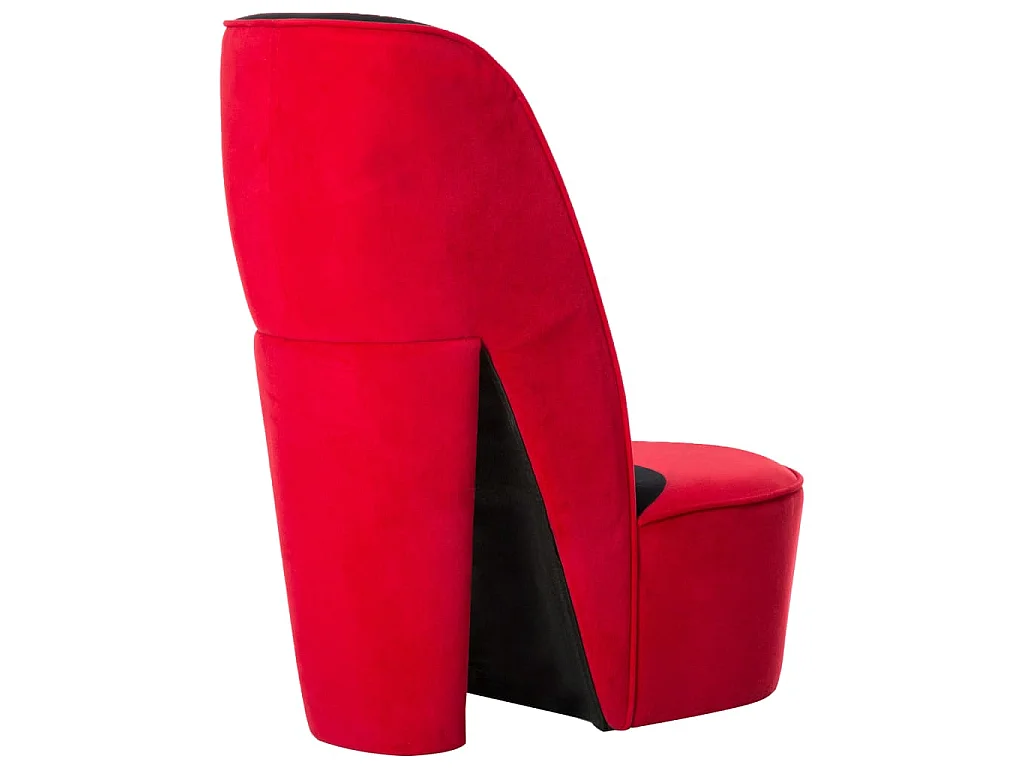 Poltrona a Forma di Scarpa con Tacco Alto in Velluto Rosso