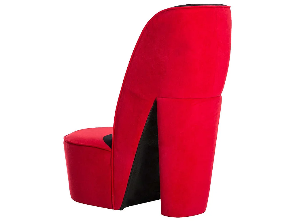 Poltrona a Forma di Scarpa con Tacco Alto in Velluto Rosso