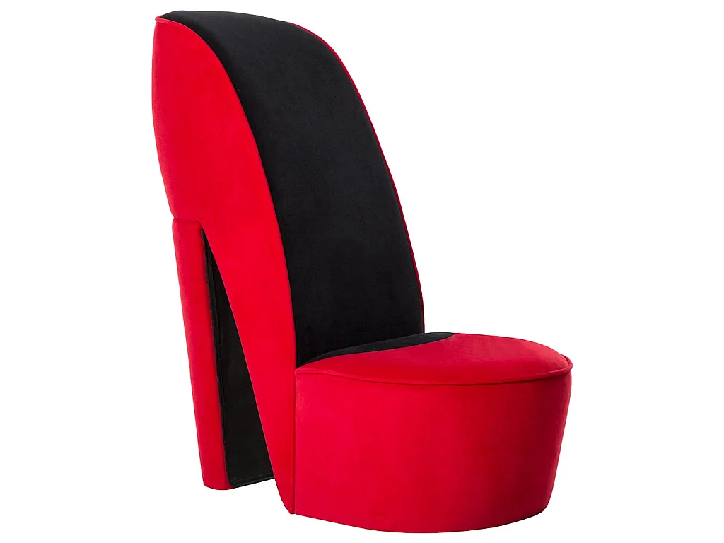 Chaise en forme de talon haut rouge velours