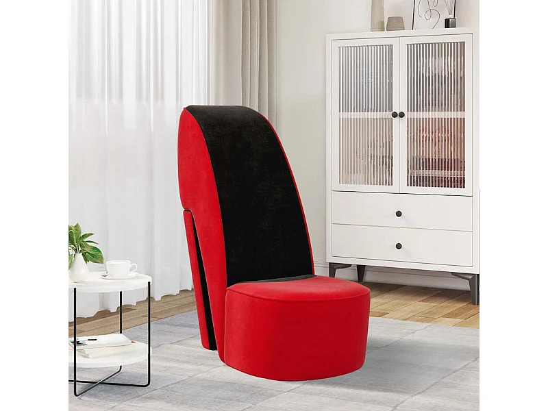 Chaise en forme de talon haut rouge velours