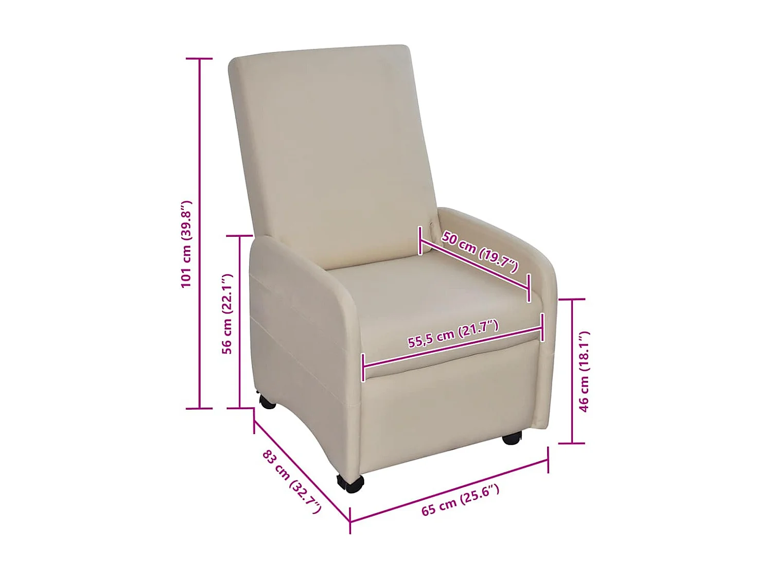 Fauteuil pliable crème similicuir