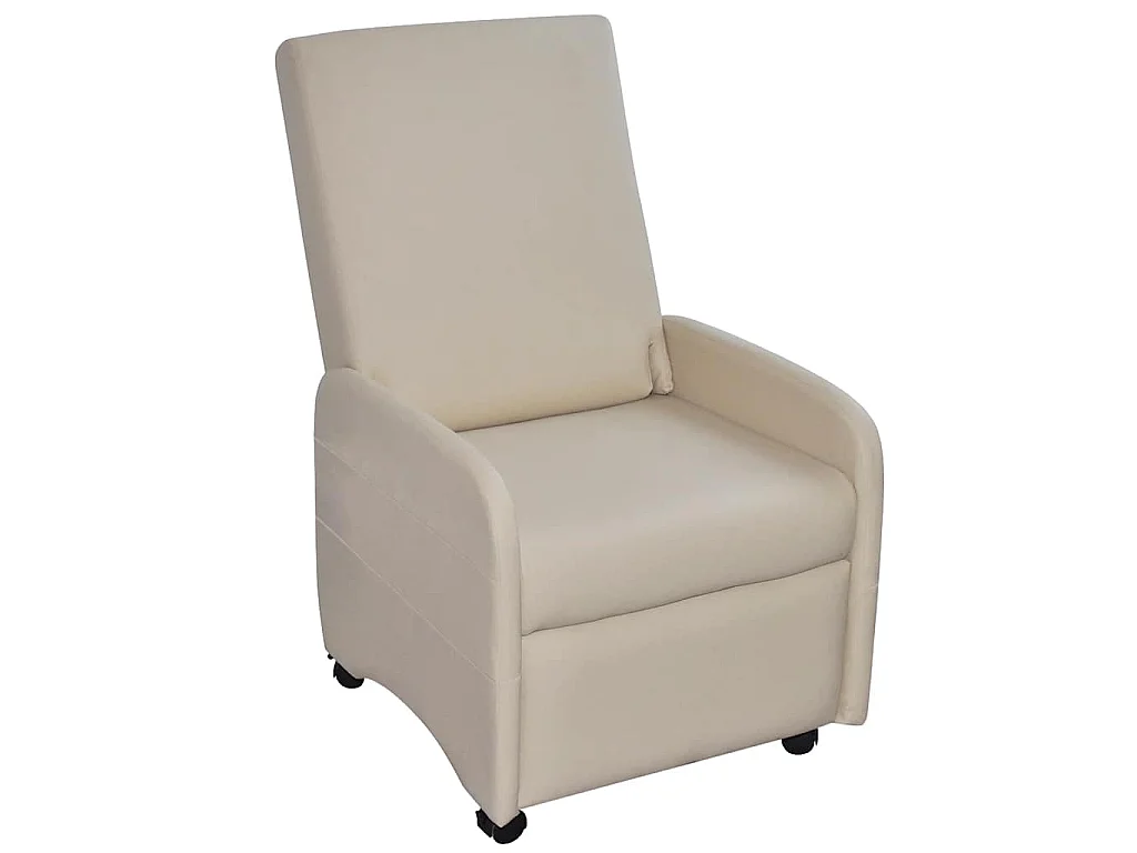 Fauteuil inklapbaar kunstleer crème